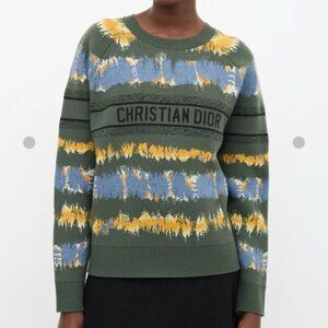 CHRISTIAN DIOR Cashmere Intarsia Logo Sweater 36 4 $1000